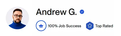 Профиль Upwork Андрея Грома — веб-дизайнер и бренд-дизайнер, 100% Job Success и Top Rated